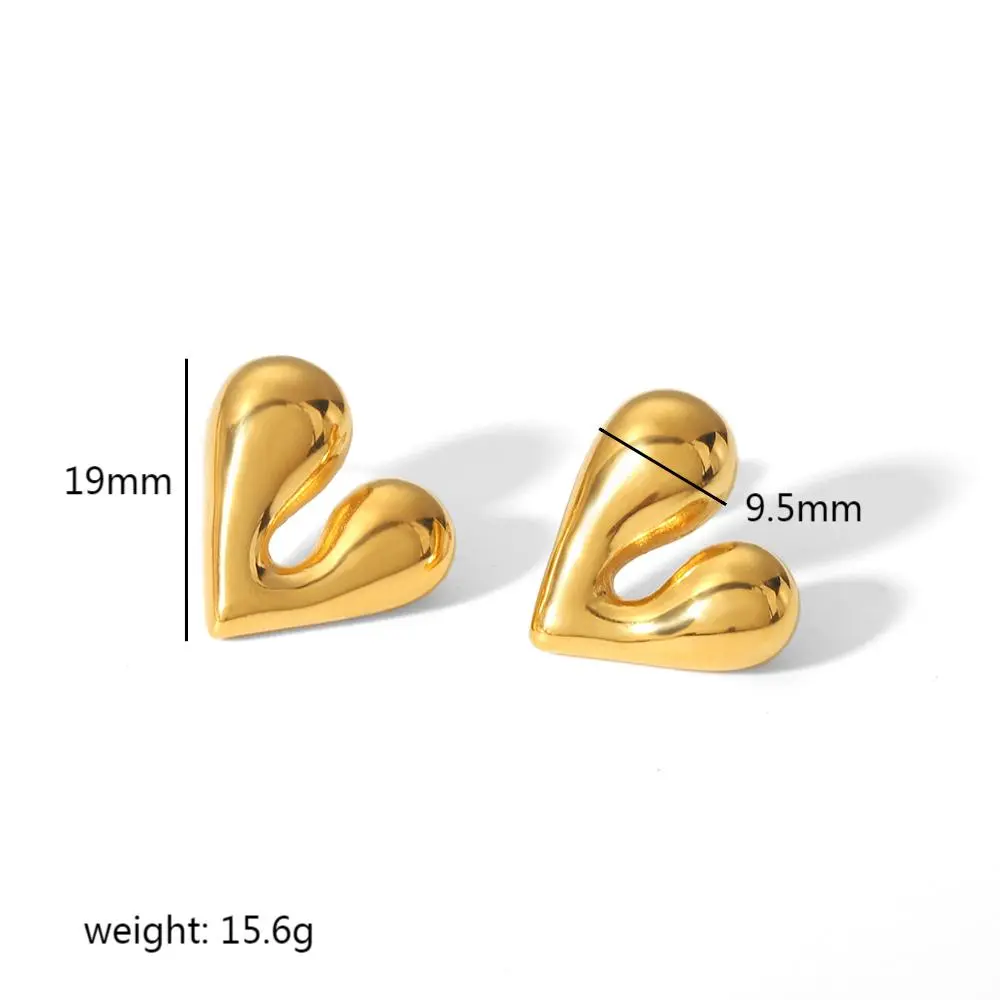 1 Pair Minimalist Style Solid Color Heart Shape Stainless Steel 18K Gold Plated Women's Stud Earrings h5 Picture2